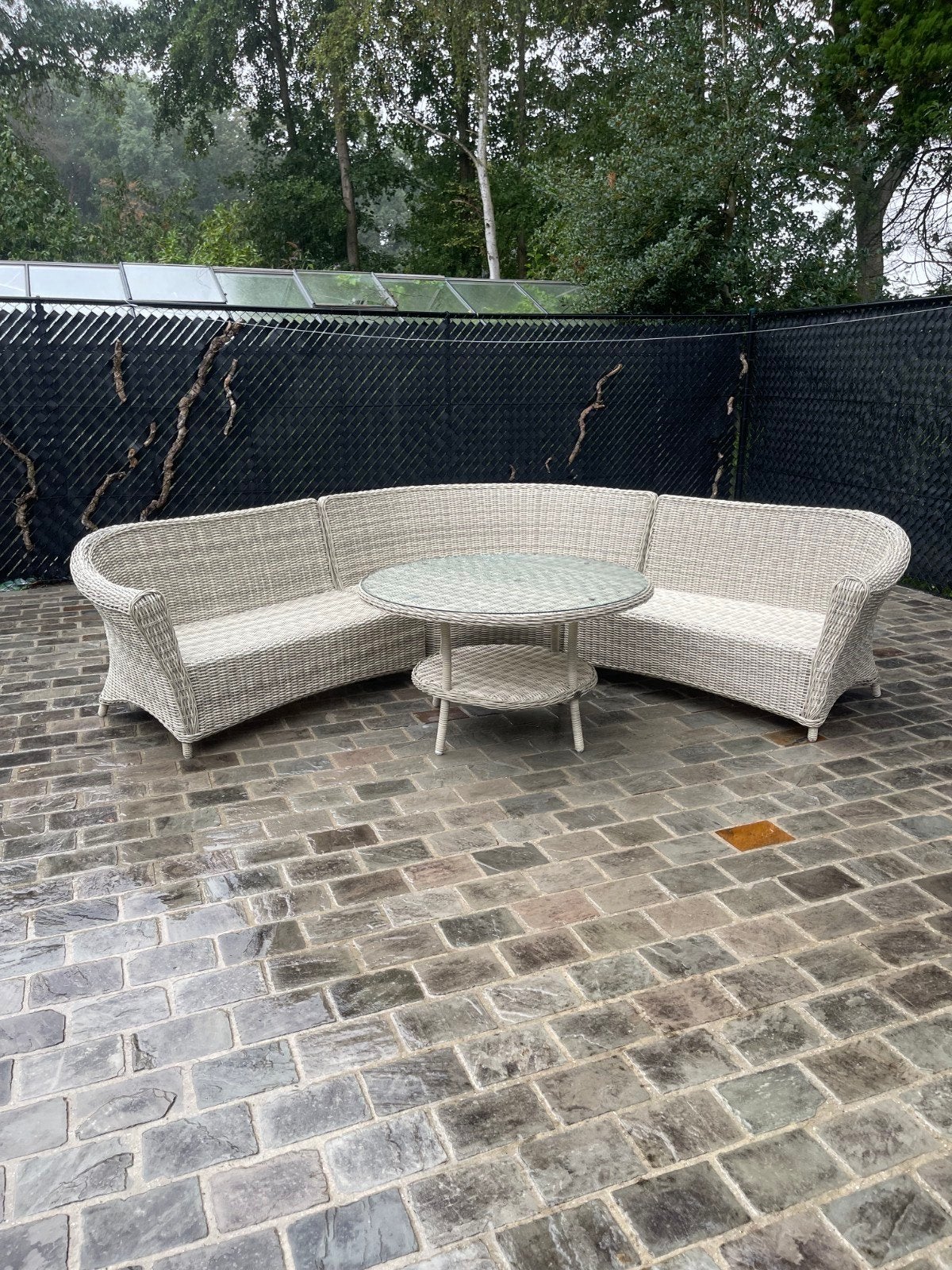rattan tuinset met grijze kussens, Ophalen, Rotan, Bijzettafel, Nieuw