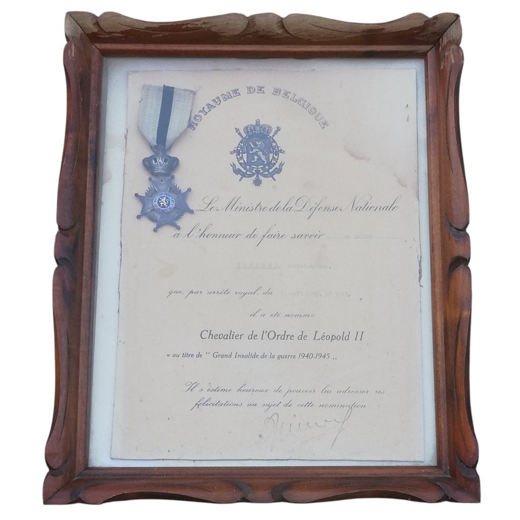 België - Ridder in de Orde van Leopold II met oorkonde, Ophalen of Verzenden, Landmacht, Lintje, Medaille of Wings
