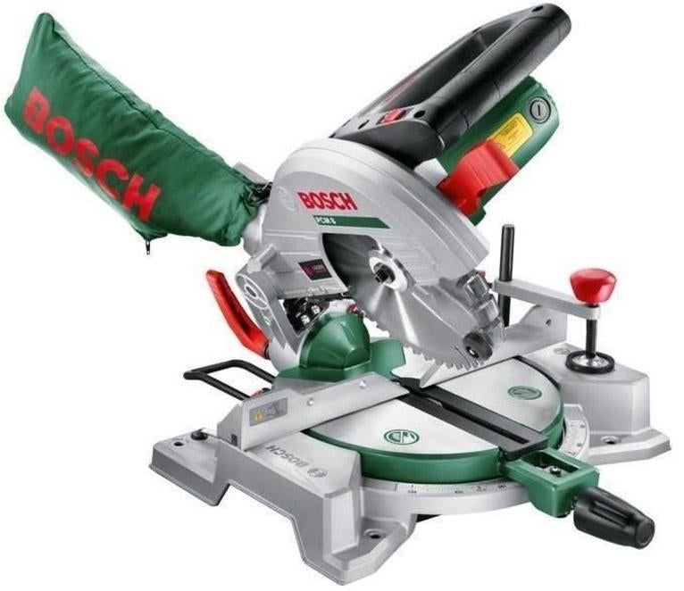 BOSCH Kap- en Verstekzaag PCM8 1200W 216mm izgs, Ophalen, 600 tot 1200 watt, Zo goed als nieuw, Bosch groen