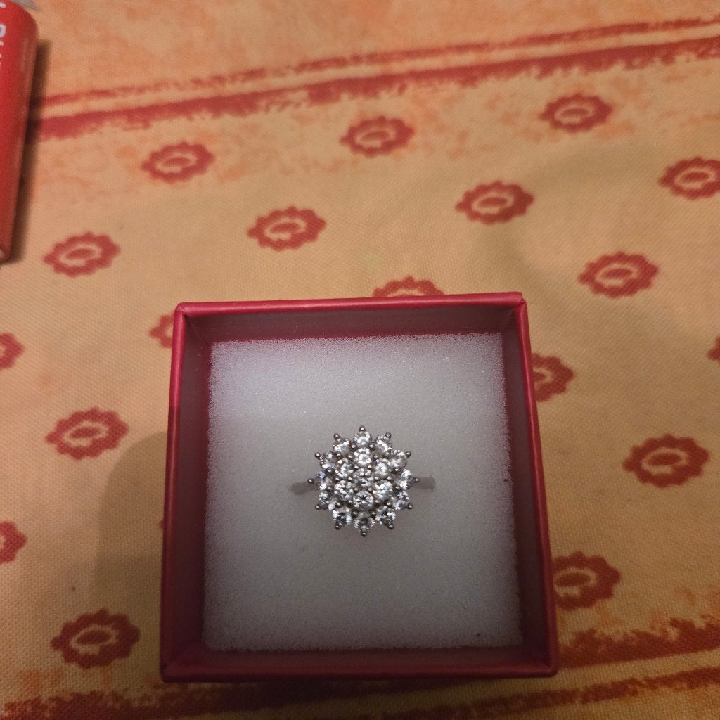 Bague argent diamond, Handtassen en Accessoires, Ringen, Nieuw, Ophalen of Verzenden, 17 tot 18, Met edelsteen