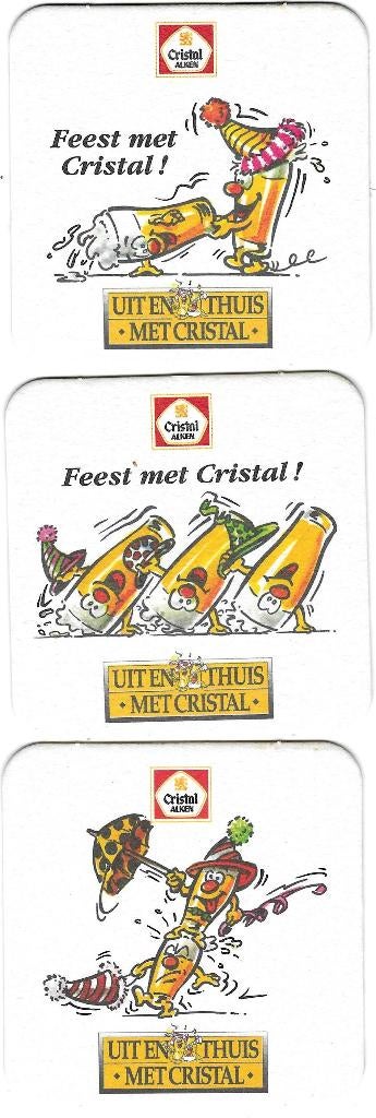 bierviltje 3st Cristal Alken een feest, Verzamelen, Verzenden