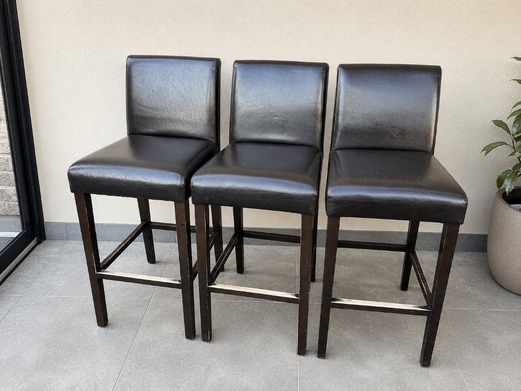 3 chaises de bar élégantes — brun foncé/noir, Maison & Meubles, Bois, Trois, Enlèvement, Utilisé
