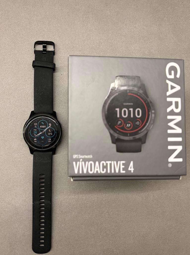 Garmin Vivoactive 4 zwart, Ophalen, GPS, Zo goed als nieuw, Zwart