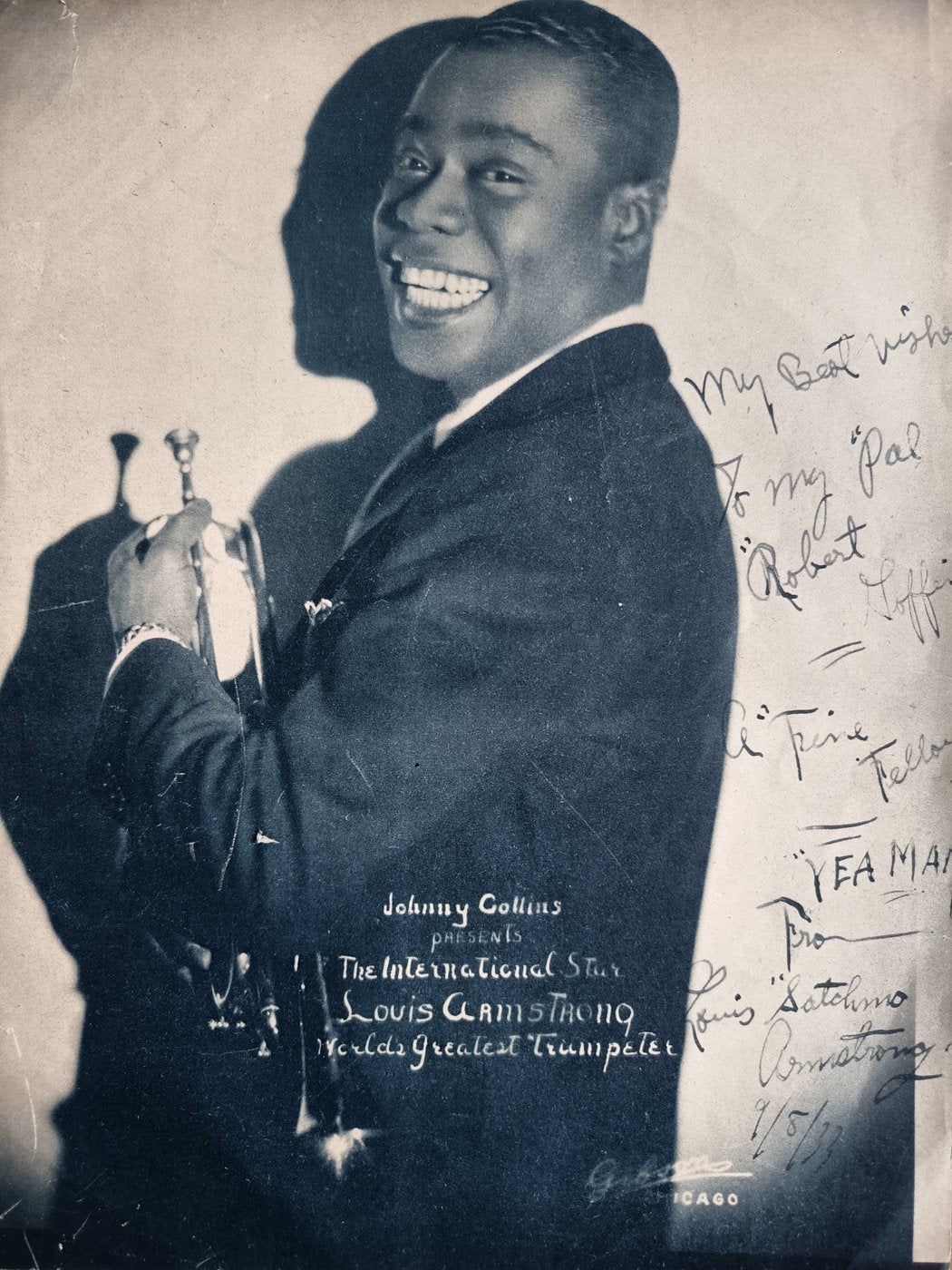 Zeldzaam handgeschreven boodschap Louis armstrong 1933, CD & DVD, CD | Jazz & Blues, Enlèvement ou Envoi
