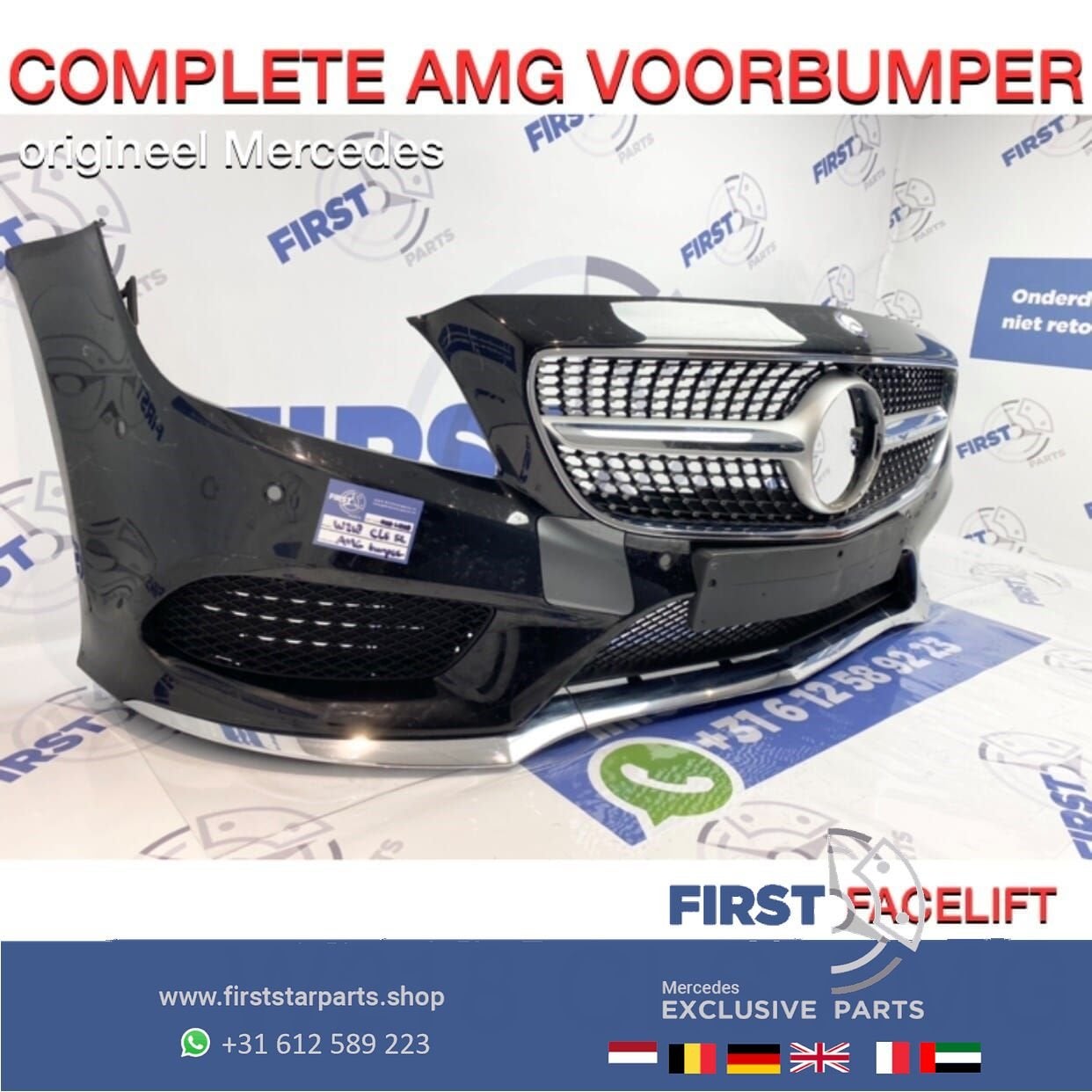 W218 FACELIFT CLS AMG VOORBUMPER COMPLEET + DIAMOND GRIL 201, Gebruikt, -, Voor, Ophalen of Verzenden