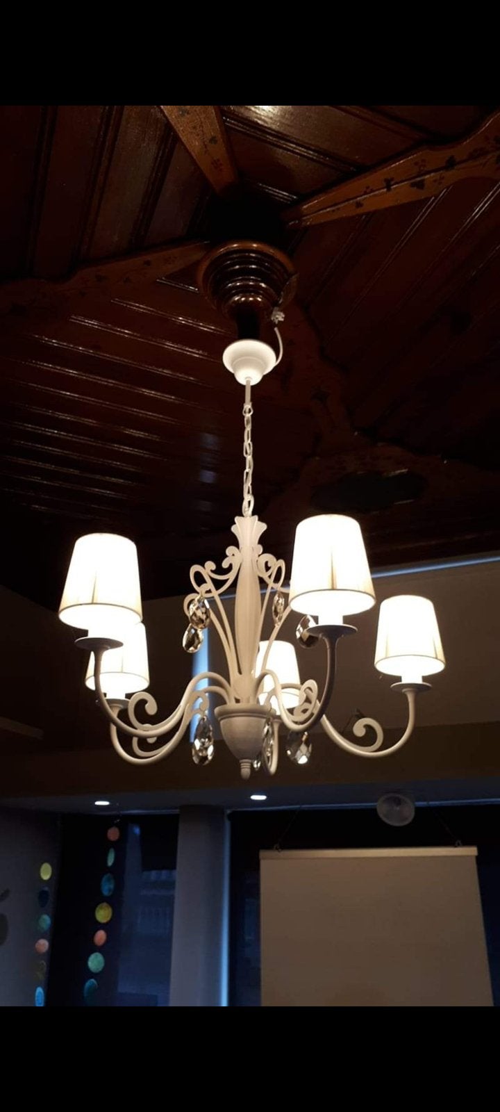 Witte kroonluchter/hanglamp, Maison & Meubles, Lampes | Lustres, Comme neuf, Enlèvement