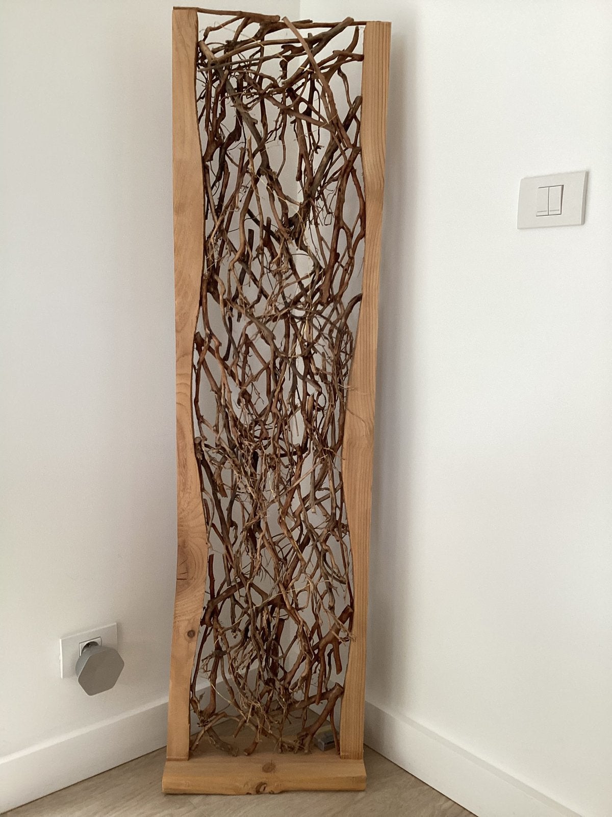 Houten decoratie met takken, Huis en Inrichting, Woonaccessoires | Kamerschermen, Ophalen, Zo goed als nieuw