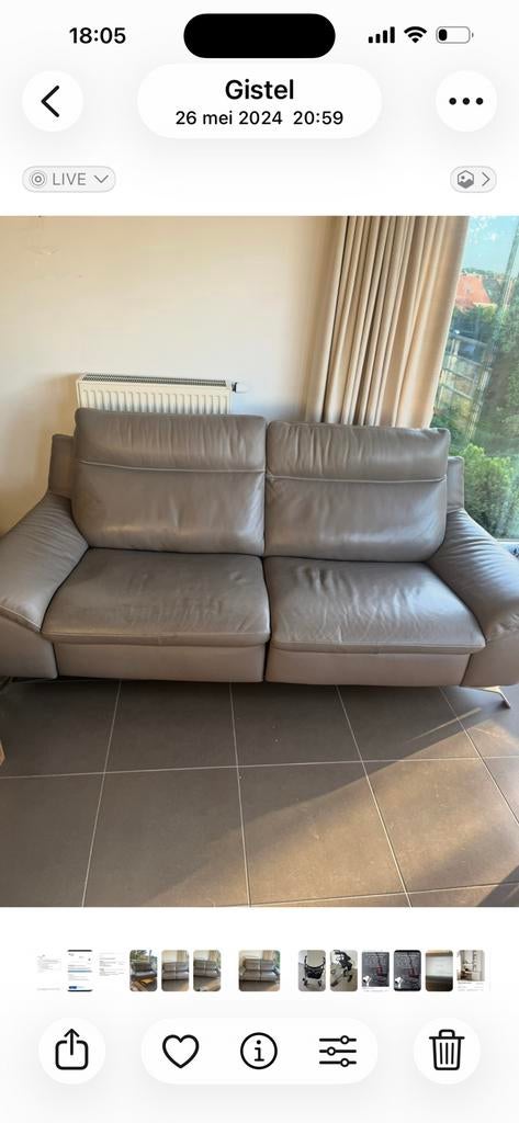 NATUZZI LEDER BANK 3 zit + 2 zit, Ophalen, Gebruikt, Leer, Tijdloos modern