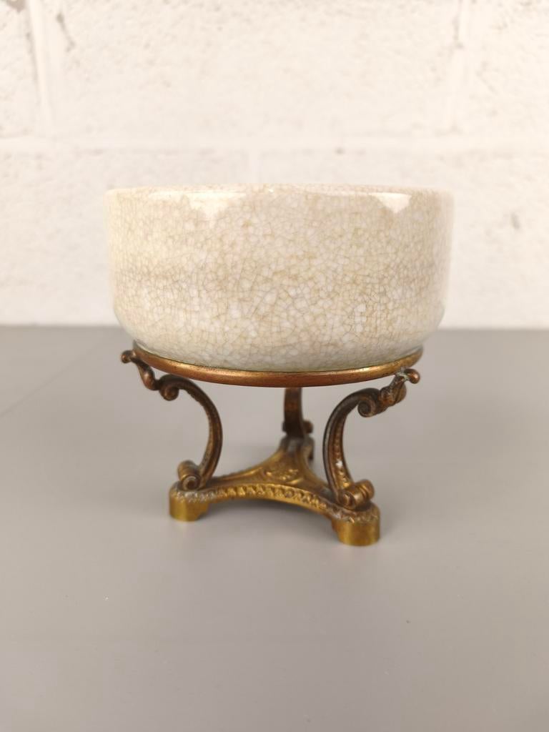 Boch la Louvière schaaltje op bronzen voet, Antiek en Kunst, Ophalen of Verzenden