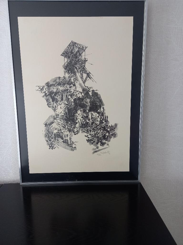 Koolmijntekening ingekaderd, Ophalen
