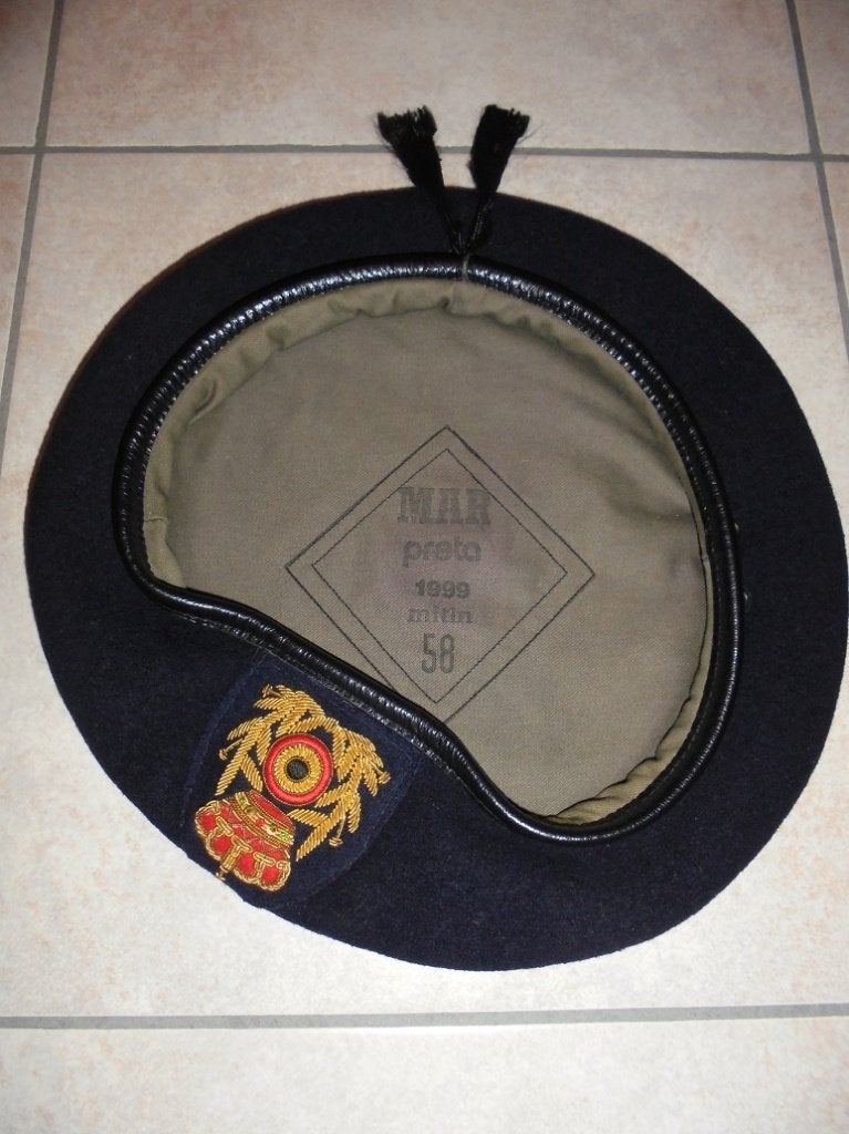 Originele blauwe baret Marine met kenteken Onderofficier, Ophalen of Verzenden, Marine, Helm of Baret