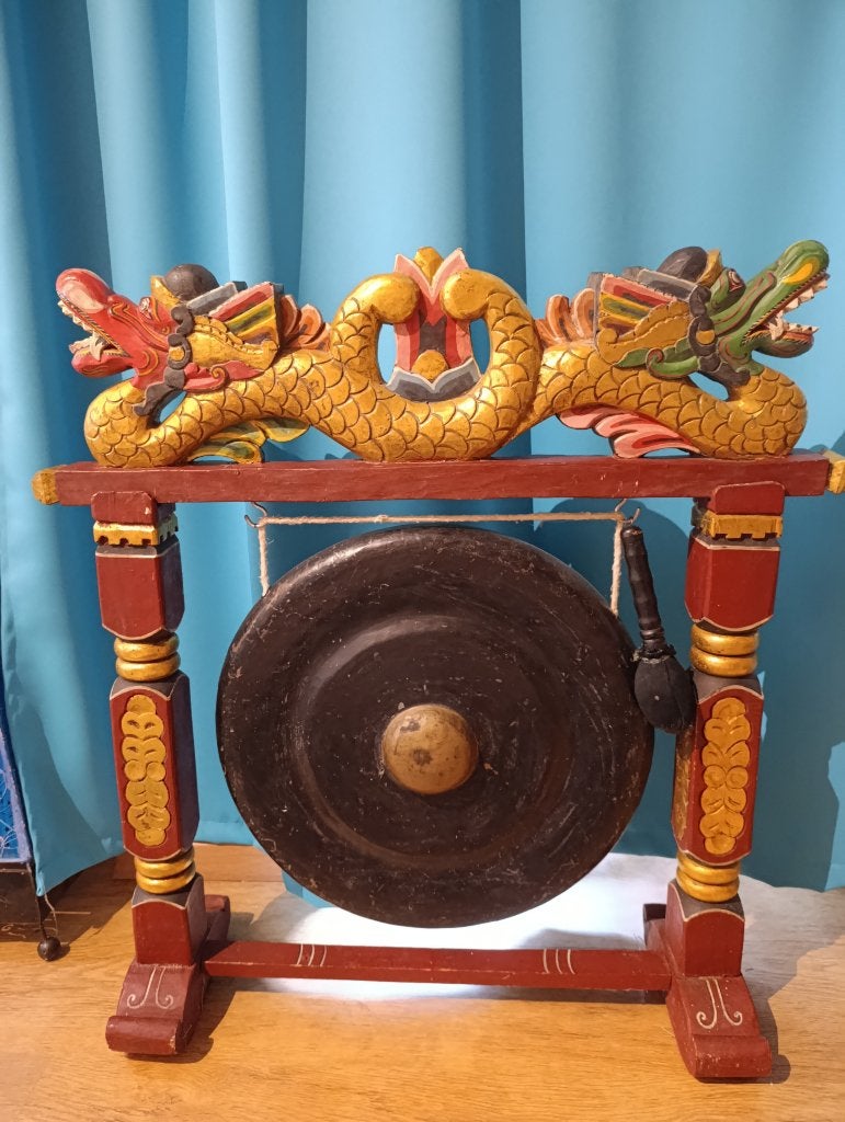 Authentieke Gong 46cm - Indonesië Bali, Antiquités & Art, Art | Art non-occidental, Bronze, Indonésie, 85 cm, Sculpté