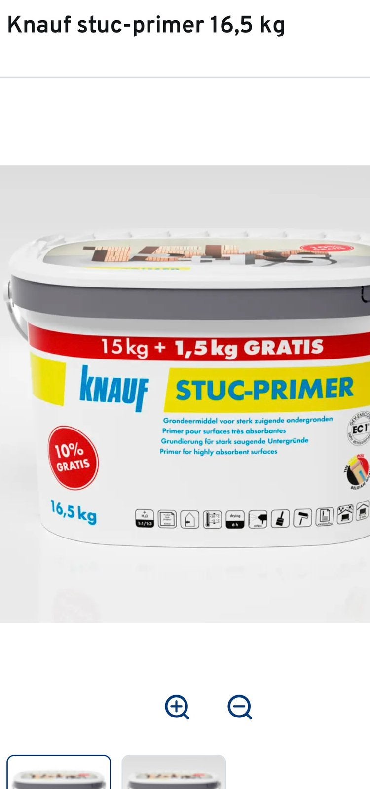 Knauf stuc primer 16,5 kilo, 15 à 20 litres, Enlèvement, Neuf