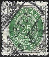 1 Postzegel Denemarken 1875 Cijfer 25, Timbres & Monnaies, Timbres | Europe | Scandinavie, Enlèvement ou Envoi, Danemark, Affranchi