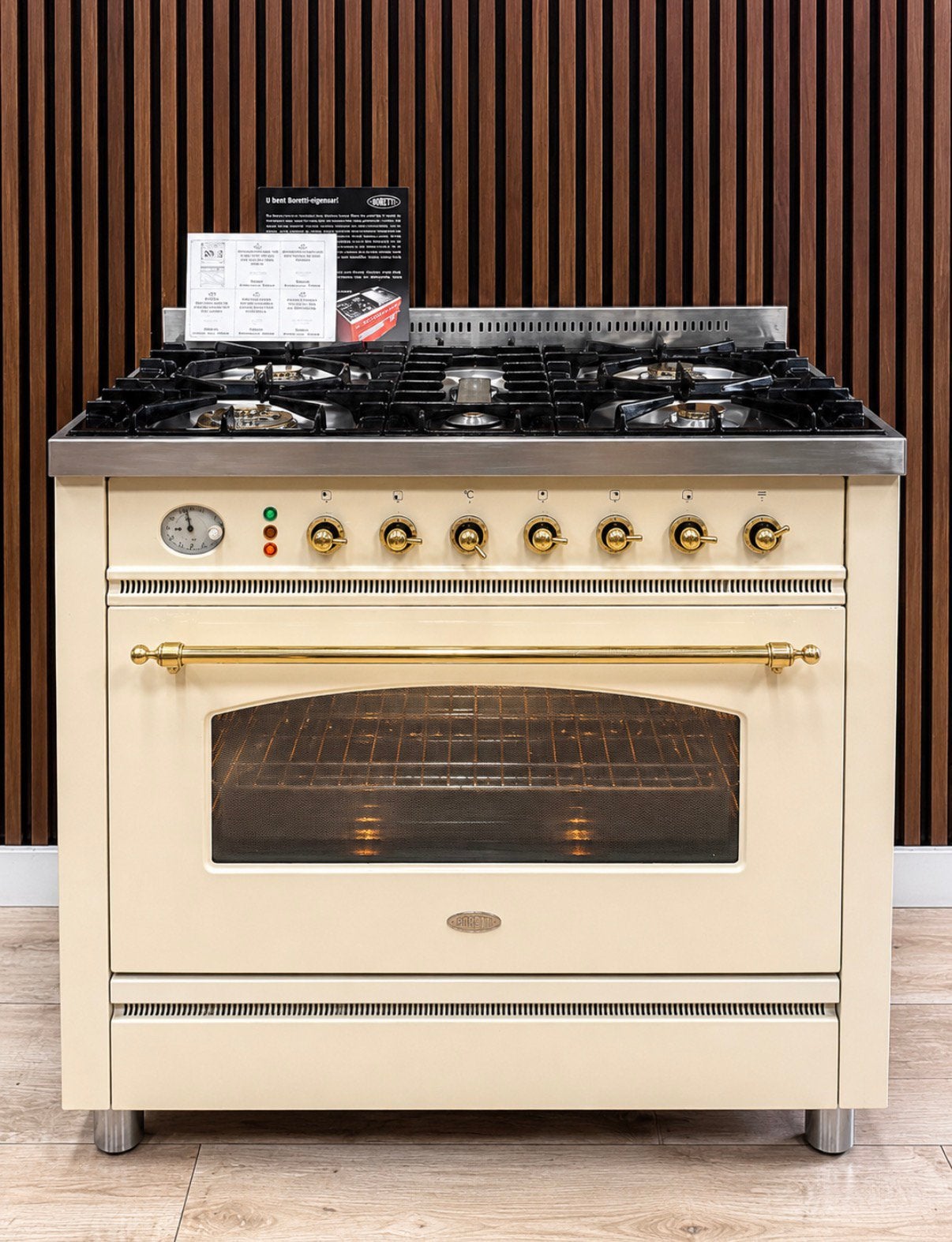 Prachtig Crème messing Boretti Fornuis (Gratis bezorgen), Elektronische apparatuur, Ovens, Hete lucht, 60 cm of meer, Ophalen of Verzenden