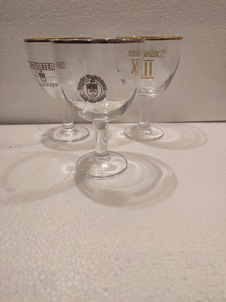 collector westvleteren Glazen 3x – XII Goudrand - Abdij, Verzamelen, Biermerken, Zo goed als nieuw, Glas of Glazen, Overige merken