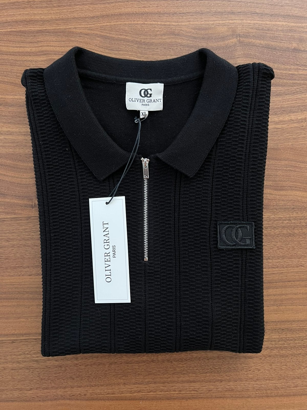 Zwart gebreid poloshirt voor heren, maat XL, Kleding | Heren, Ophalen of Verzenden, Nieuw, Maat 56/58 (XL), Zwart
