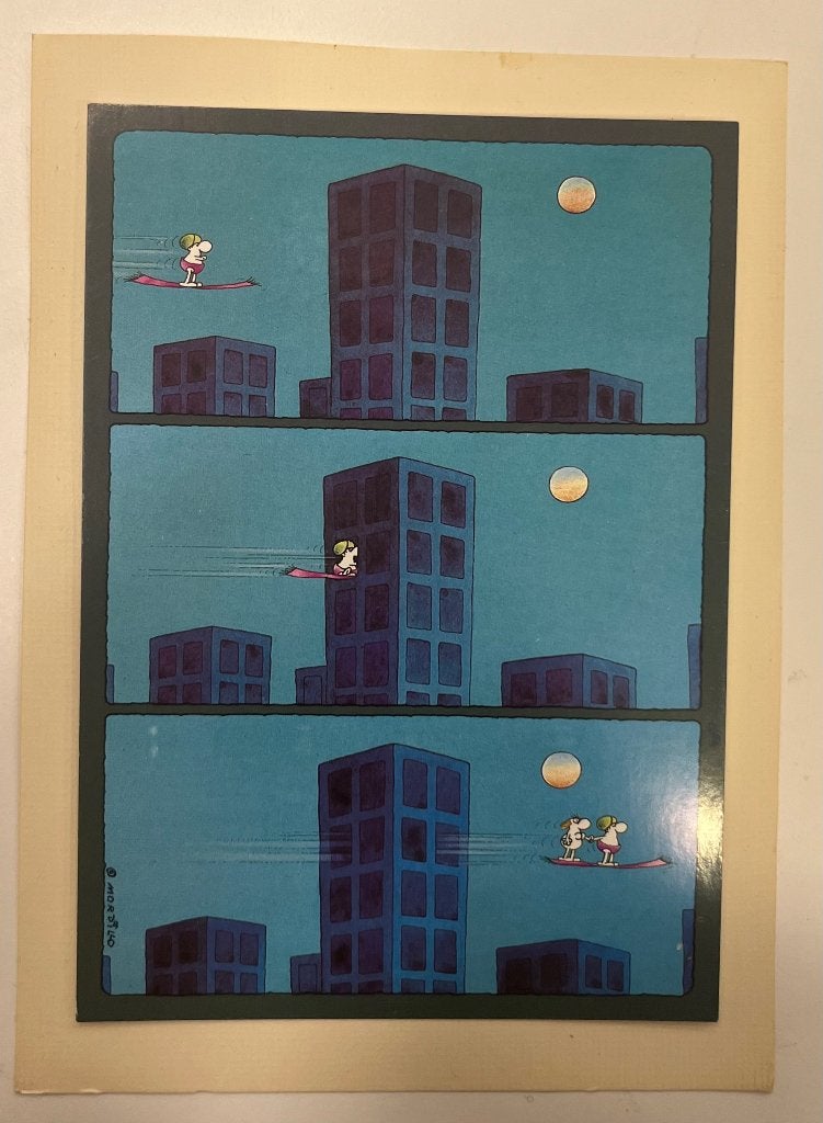 Vintage Guillermo Mordillo ansichtkaart – Heye Verlag, Verzenden, 1960 tot 1980, Ongelopen, Overige thema's