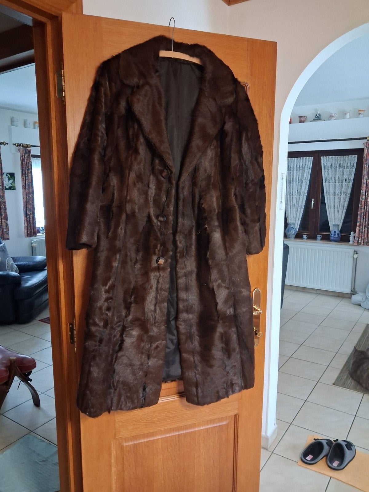 Manteau long en vison brun foncé, 2 poches., Vêtements | Femmes, Enlèvement ou Envoi, Neuf