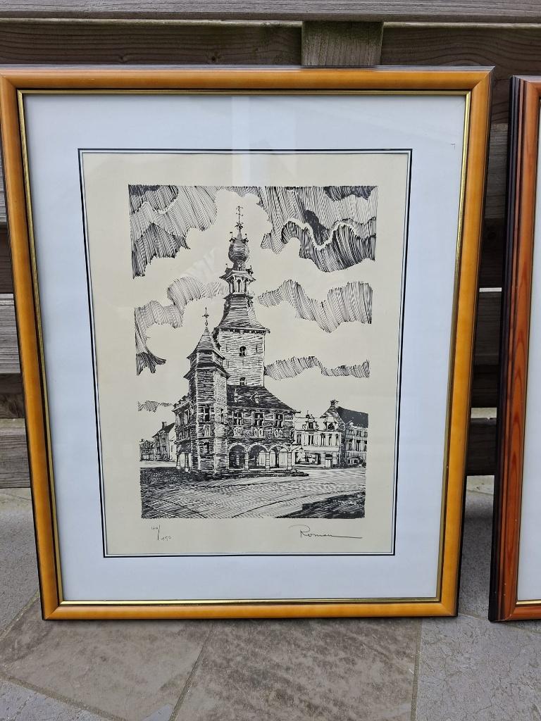 Pentekeningen Tielt, Antiek en Kunst, Kunst | Schilderijen | Klassiek, Ophalen