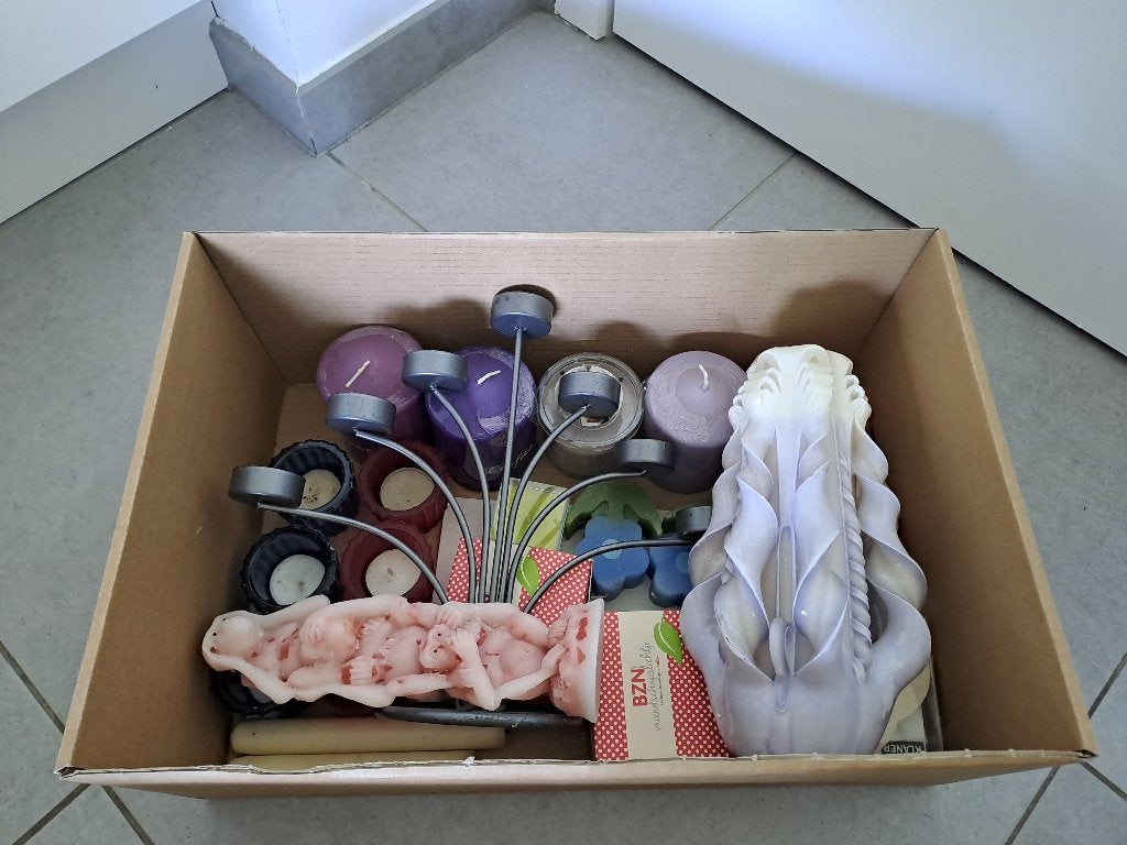Assortiment kaarsen + kaarsenhouder, Huis en Inrichting, Ophalen, Zo goed als nieuw