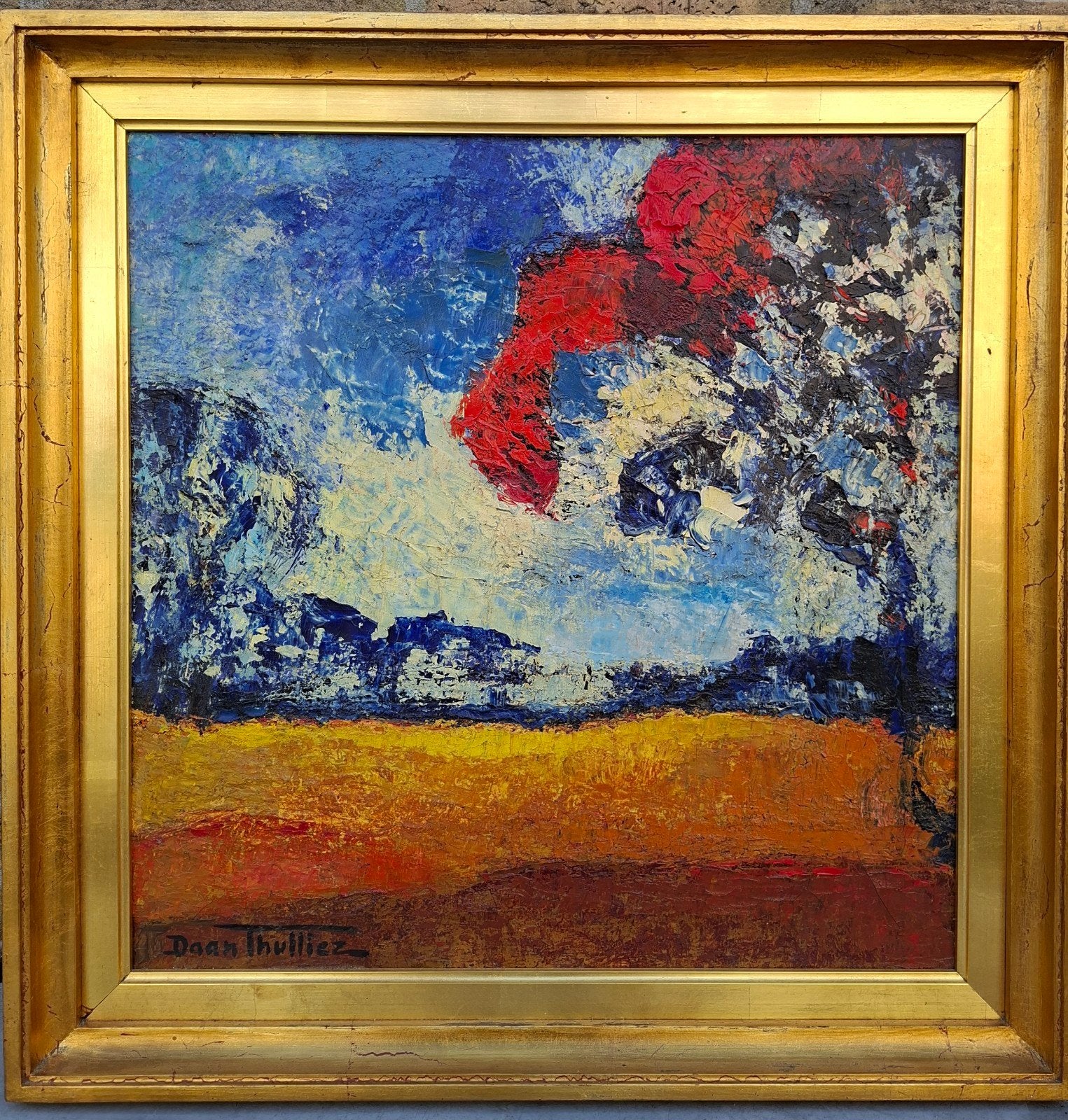 THULLIEZ Daan "Landschap" olie op doek, Antiek en Kunst, Ophalen of Verzenden, Landschap