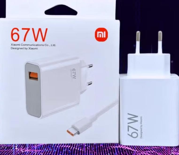 Chargeur rapide Xiaomi 67 watts avec câble USB et type C