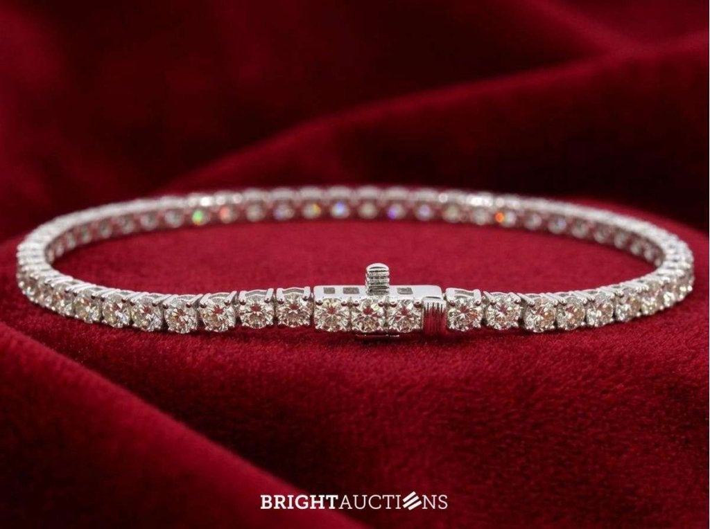 Witgouden tennisarmband met natuurlijke diamanten, Bijoux, Sacs & Beauté, Diamanten, Niet ingevuld, Or, Enlèvement