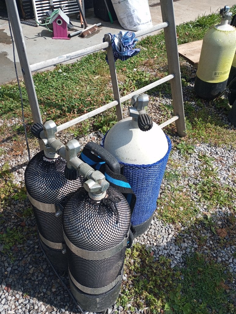 Bouteille de plongée bi 2X 10 l avec 2 sorties, Enlèvement, Utilisé, Bouteille de plongée