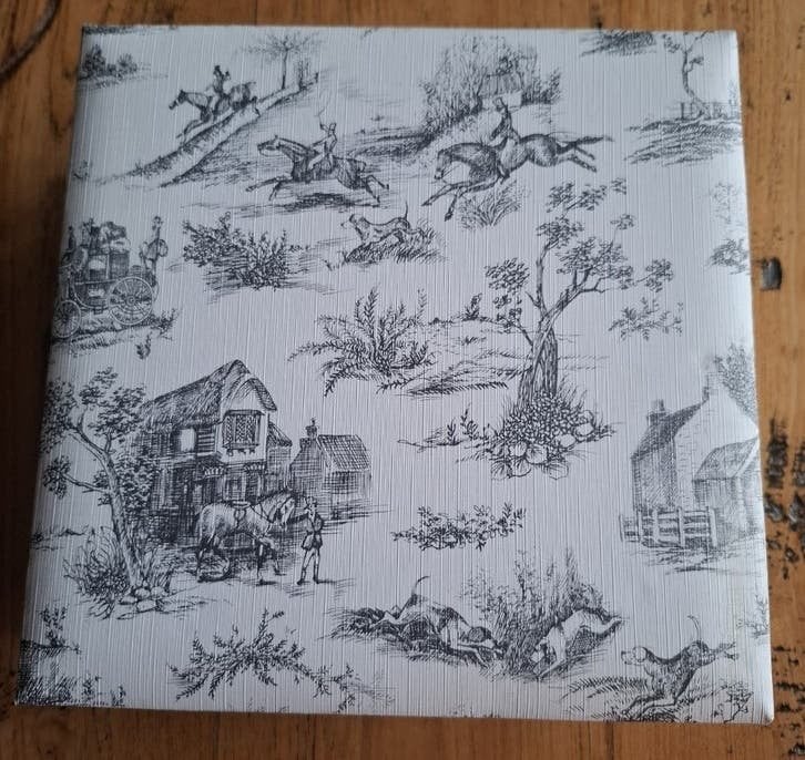 Franse brocante Toile de Jouy doos , jacht, buitenleven, Ophalen of Verzenden