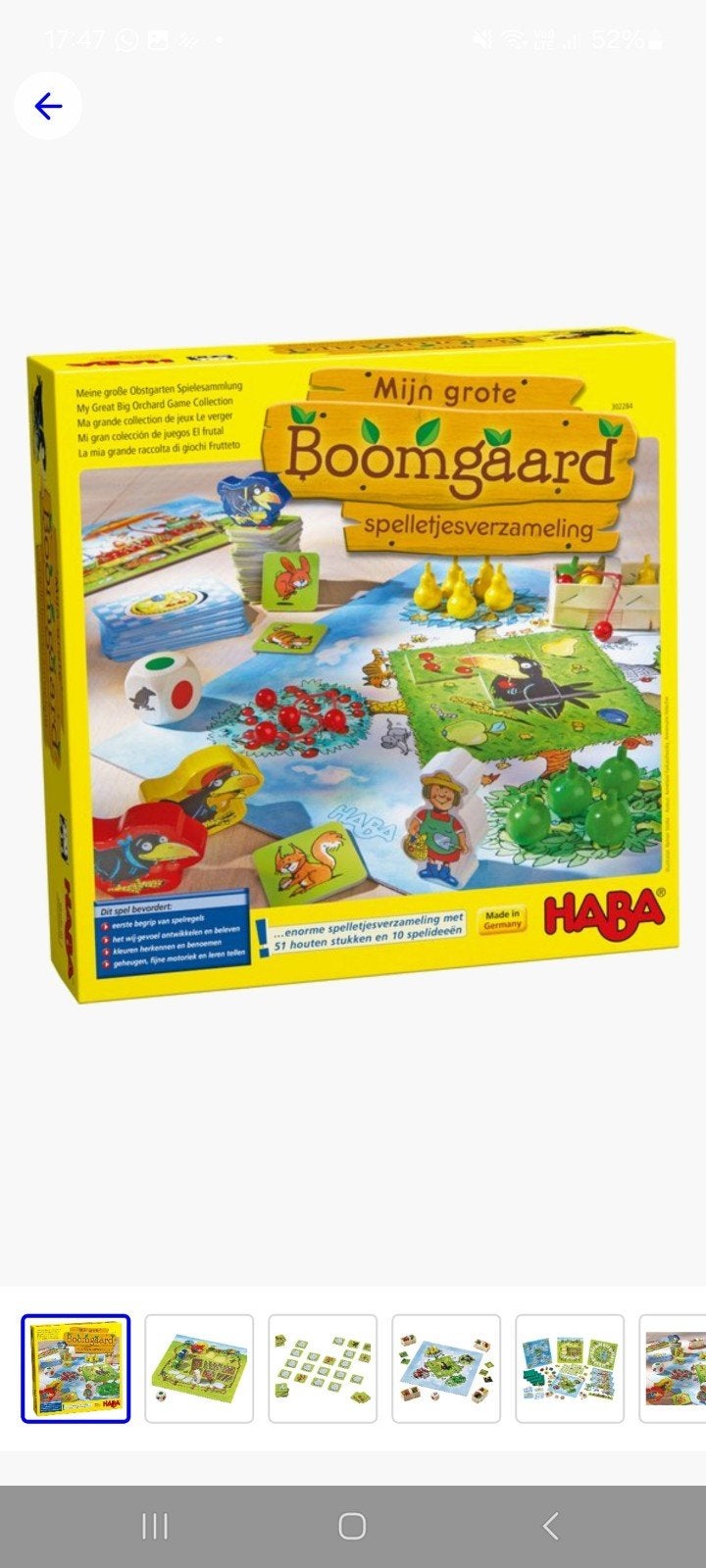 HABA mijn grote boomgaard spelletjesverzameling, Ophalen