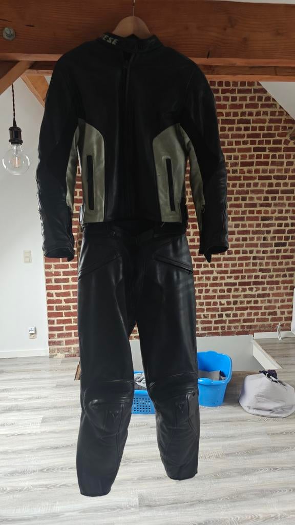 Lederen tweedelig motorpak van dainese., Enlèvement, Gants