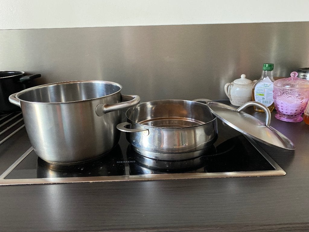 Casserole à vapeur, Avec couvercle, Enlèvement, Inox, Casserole