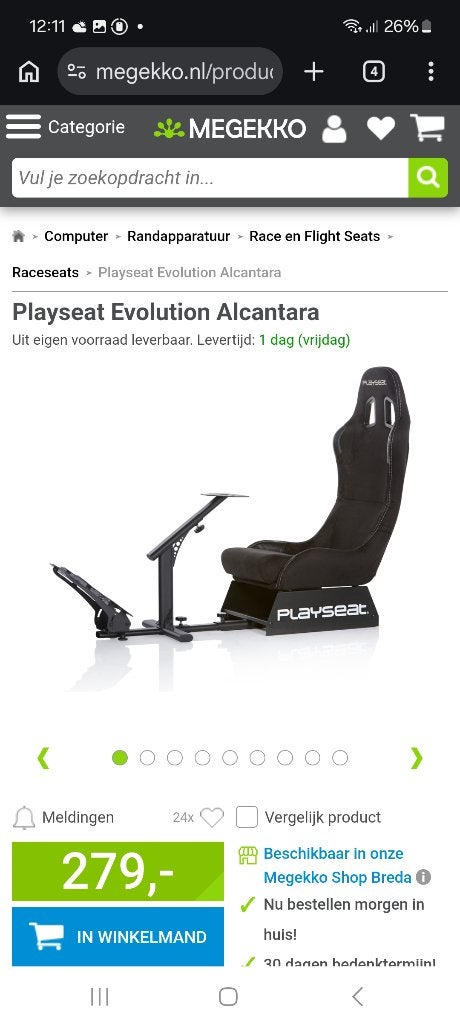 Playseat Evolution alcantara, Playseat, Ophalen, Zo goed als nieuw, PlayStation