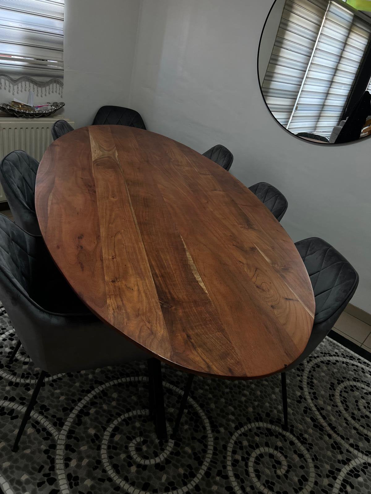 Table à manger ovale avec chaises, Enlèvement, Comme neuf, Ovale