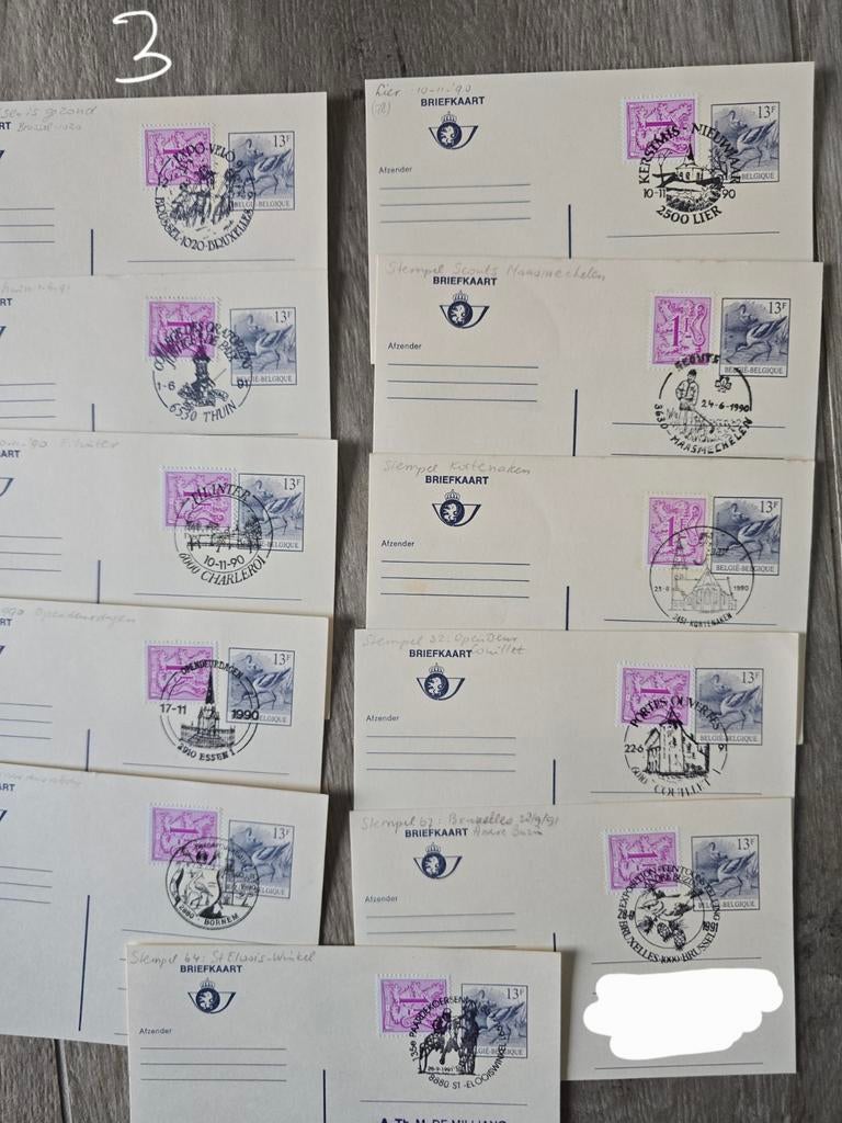 Grote Set Gelegenheidsstempels 1990/91  Scouts, Kerst Lier, Postzegels en Munten, Ophalen of Verzenden, Briefkaart