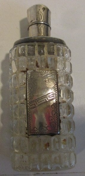 antiek parfum flesje zilveren dop en ornament  6, Verzenden