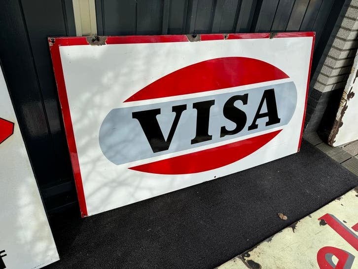 Vintage ge?mailleerd VISA reclamebord XL