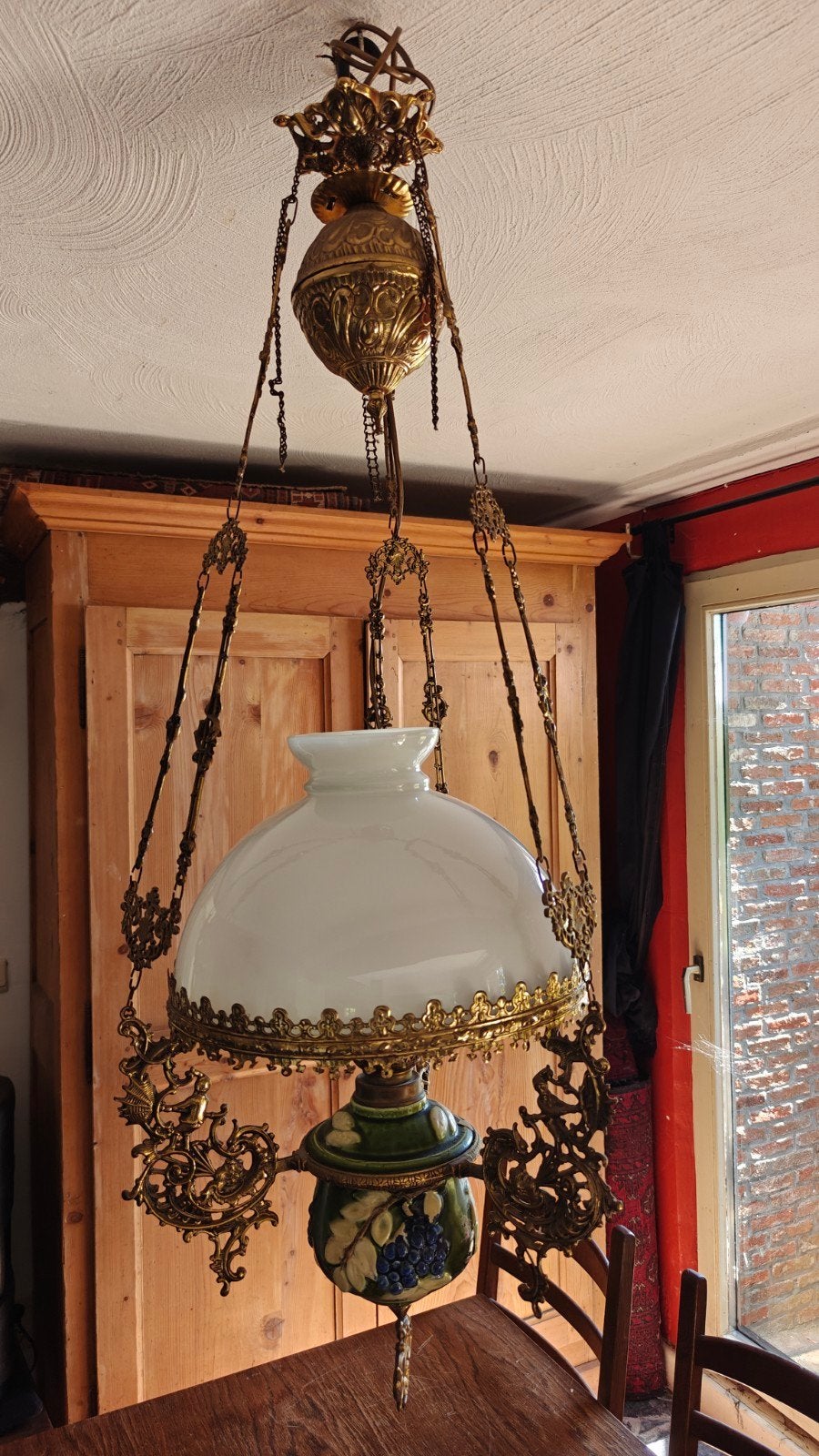 Prachtige Antieke Majolica Hanglamp  (ca. 1900), Ophalen