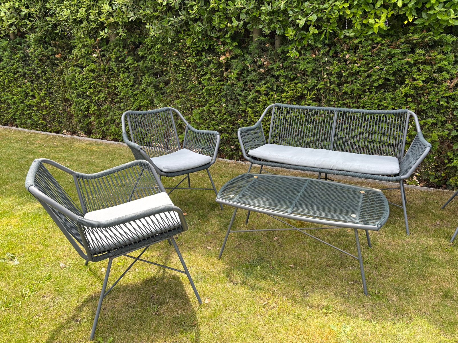 Loungeset, Tuin en Terras, Tuinsets en Loungesets, Ophalen, Gebruikt, 4 zitplaatsen, Loungeset