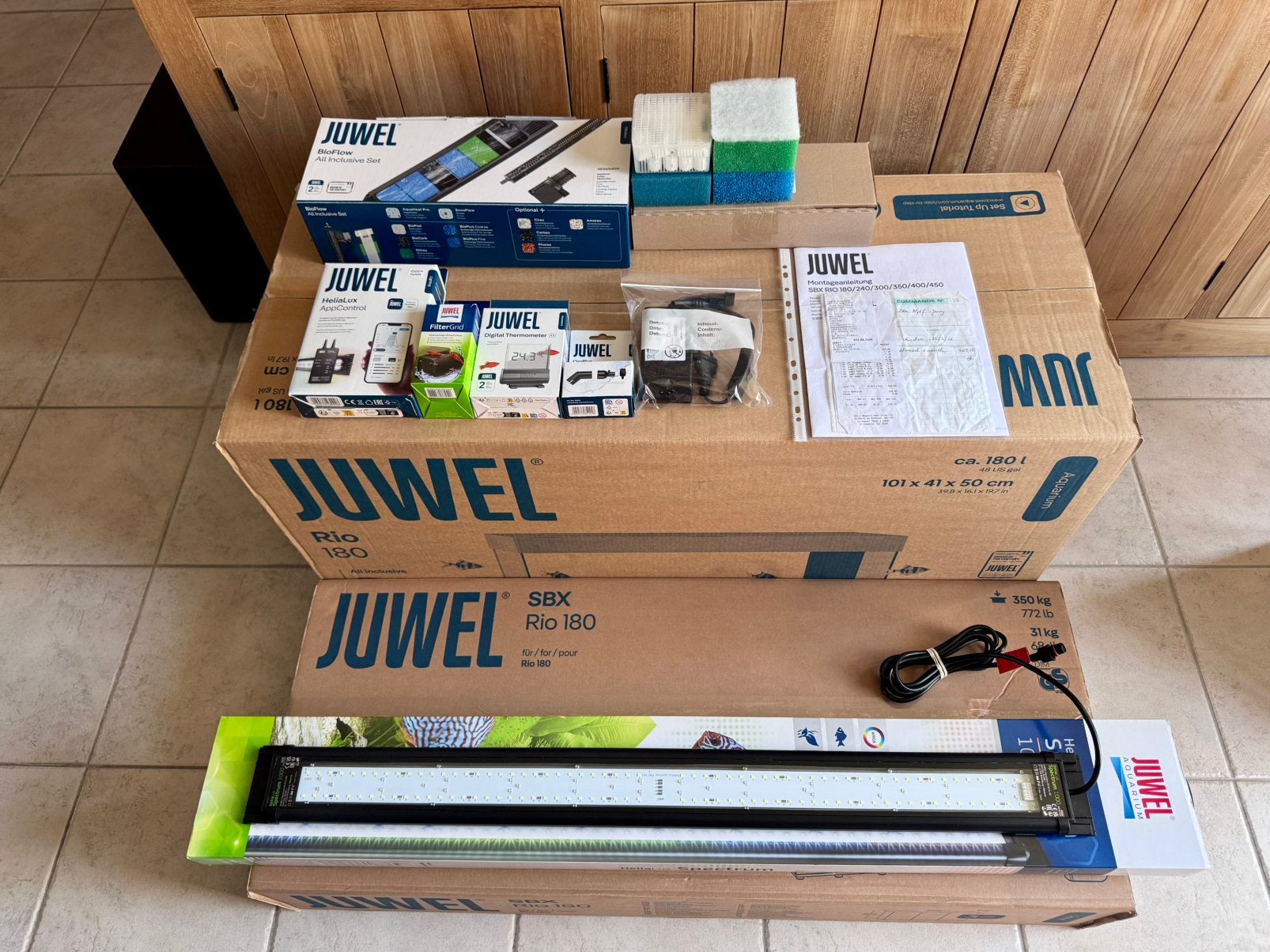 Juwel Rio 180 + Helialux Spectrum met Appcontrol + extra’s, Ophalen, Zo goed als nieuw, Filter, JBL