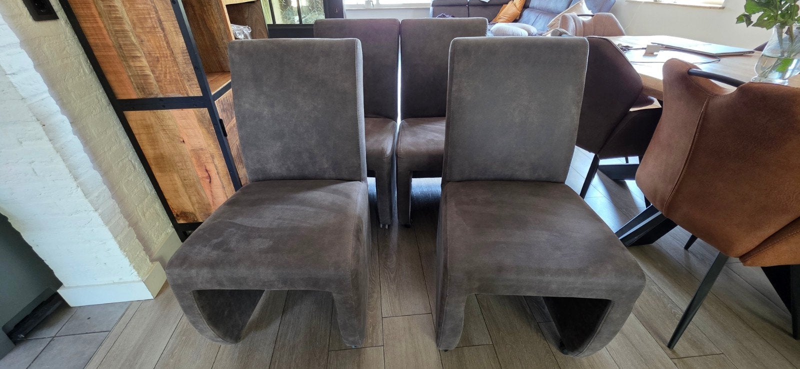 Comfortabele eetkamerstoelen met wieltjes, Ophalen, Stof