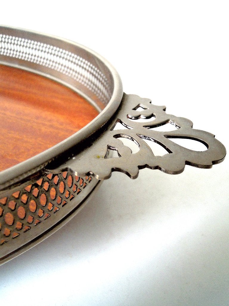 Vintage Sheffield Silverplate schaal op pootjes, Ophalen of Verzenden