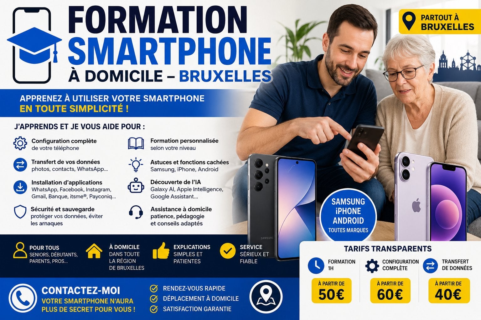 Formation Smartphone Samsung iPhone Bruxelles, Diensten en Vakmensen, Bijles, Privé-les en Taalles, Bijles, Privéles