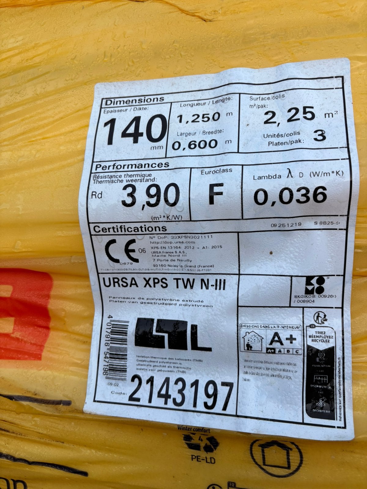 Xps isolatie van ursa 14cm dik overschot 240m2, Doe-het-zelf en Bouw, Ophalen, Overige materialen, 12 cm of meer, Nieuw