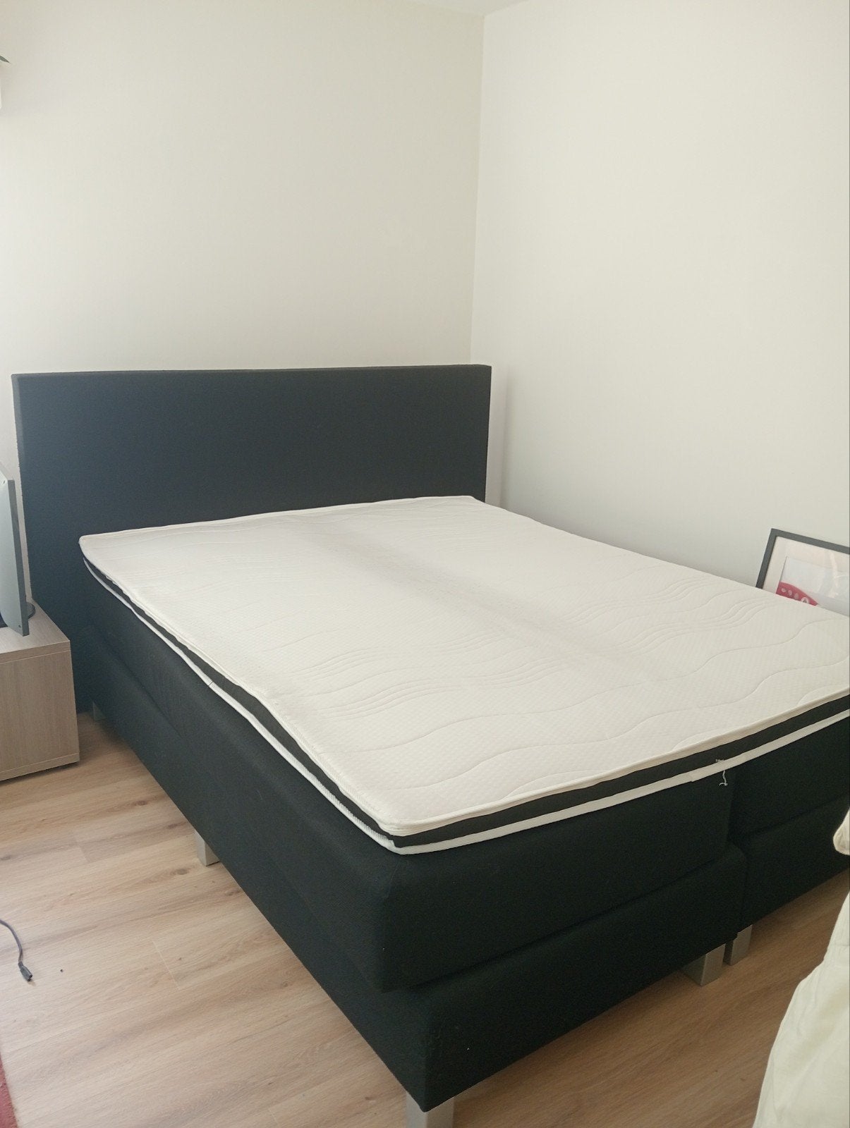 Boxspring 160x200, Ophalen, Gebruikt, Zwart, Tweepersoons