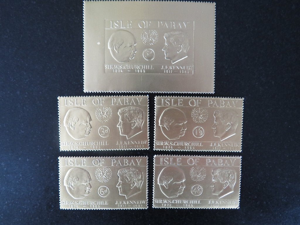 set van 5 postzegels bladgoud ISLE OF PABAY (4x), Ophalen, Postfris