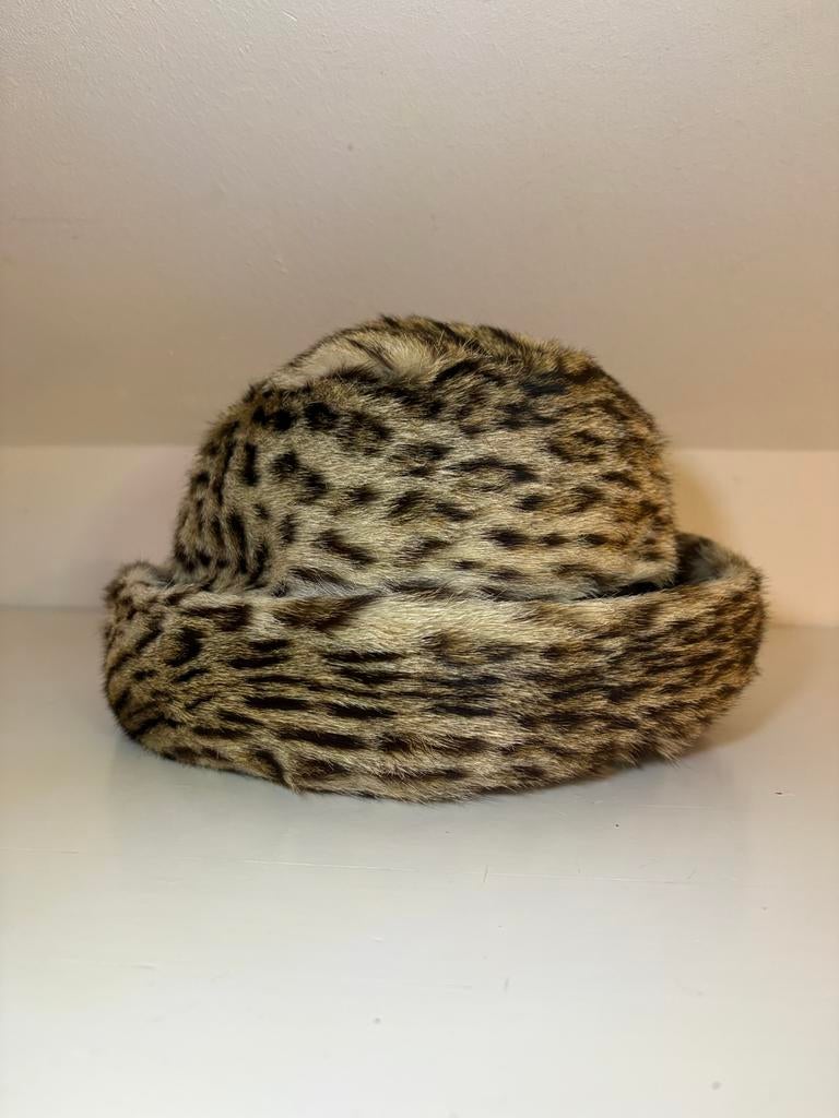 Ocelot bonten vintage hoed, Kleding | Dames, Ophalen of Verzenden, Zo goed als nieuw, 55 cm (S, 6⅞ inch) of minder, Hoed