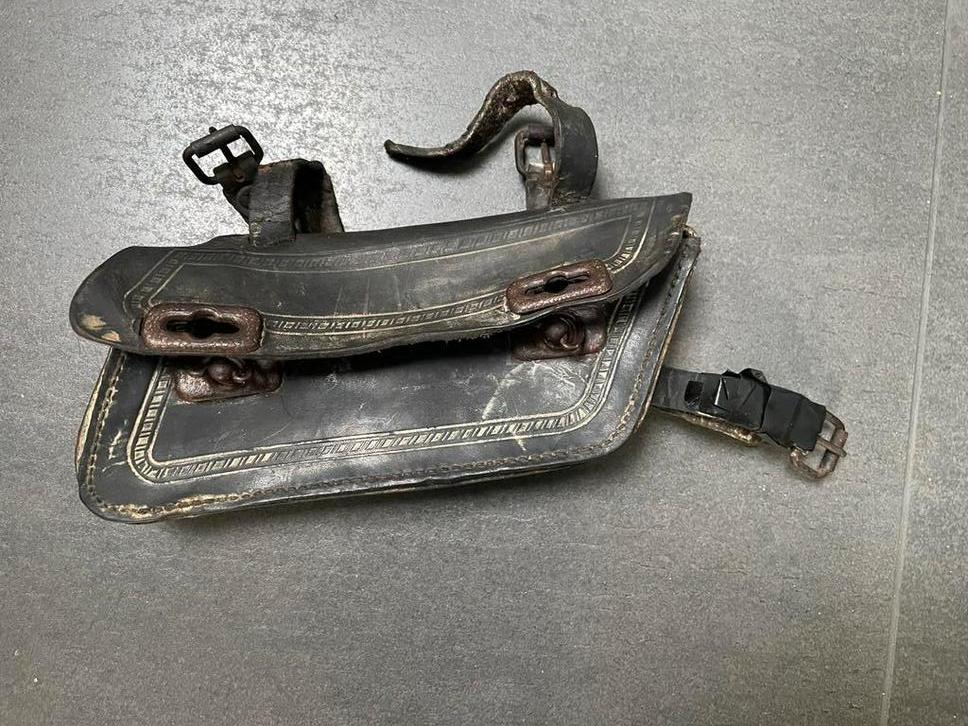 Vintage leren gereedschap zadeltas voor antieke fiets, Ophalen of Verzenden