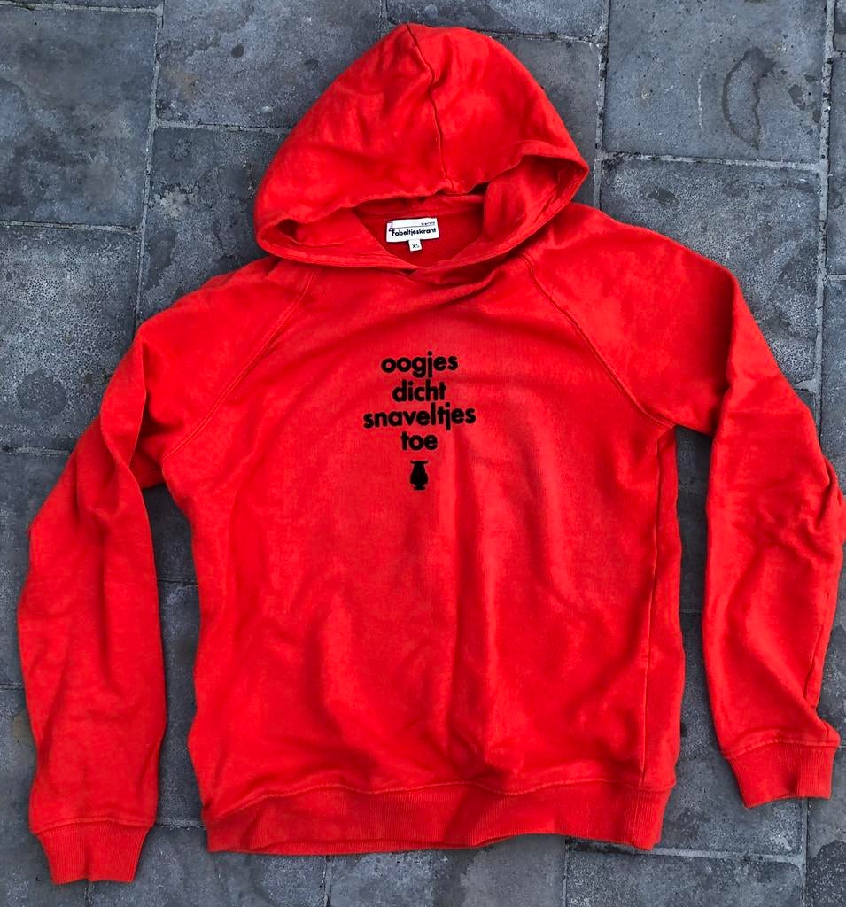Fabeltjeskrant XS oranje hoodie Oogjes dicht, snaveltjes toe, Enlèvement ou Envoi, Taille 34 (XS) ou plus petite, Orange